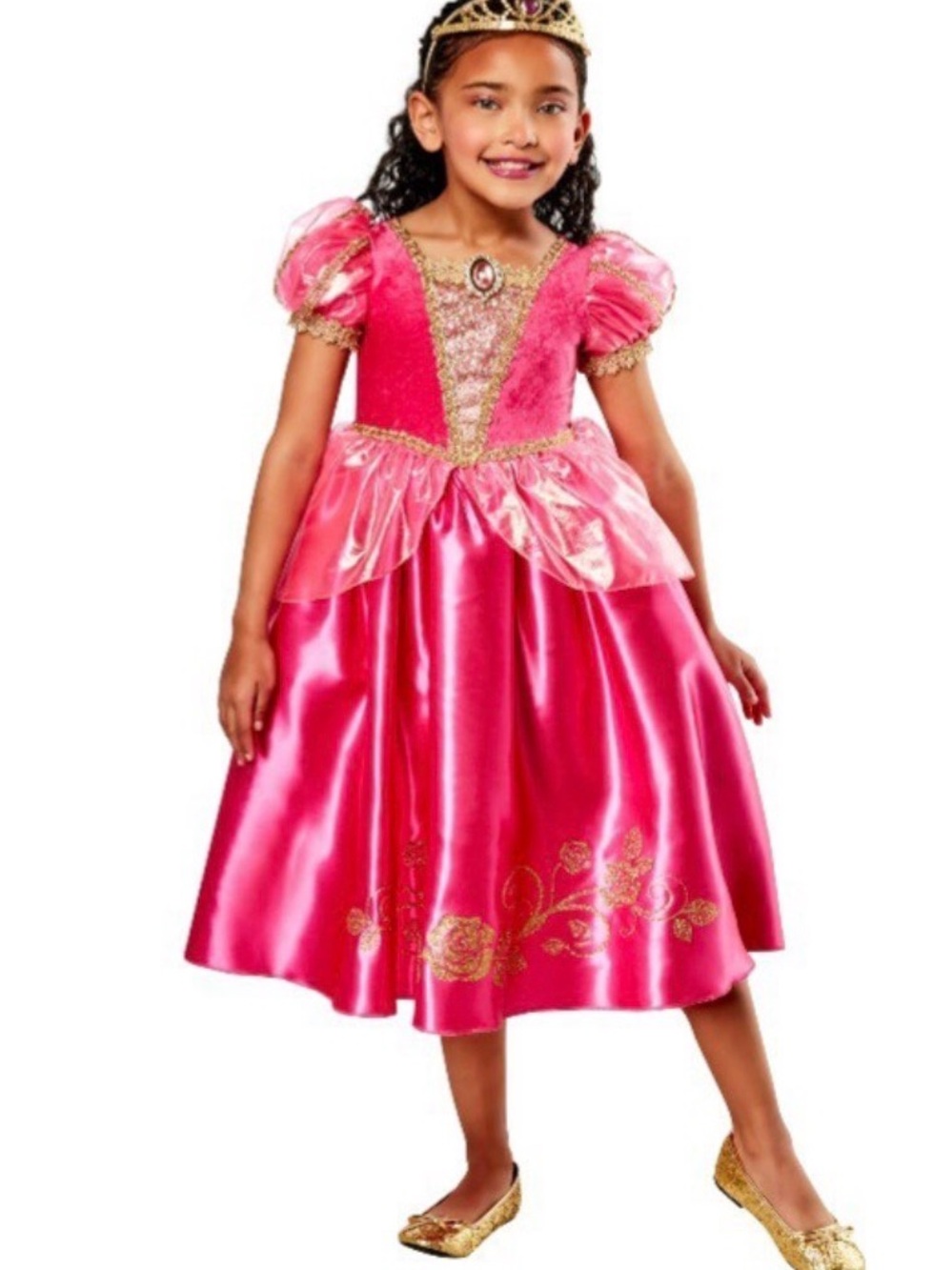 Princess Girls' Sparkle Pink Halloween Costume Dress, Size XS